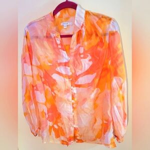 Chico's Orange and Pink Semi Sheer Blouse